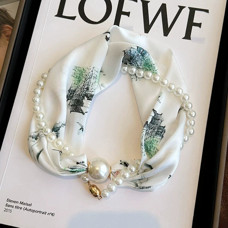 🌟New Arrival💕Magnetic Clasp Pearl Scarf Necklace