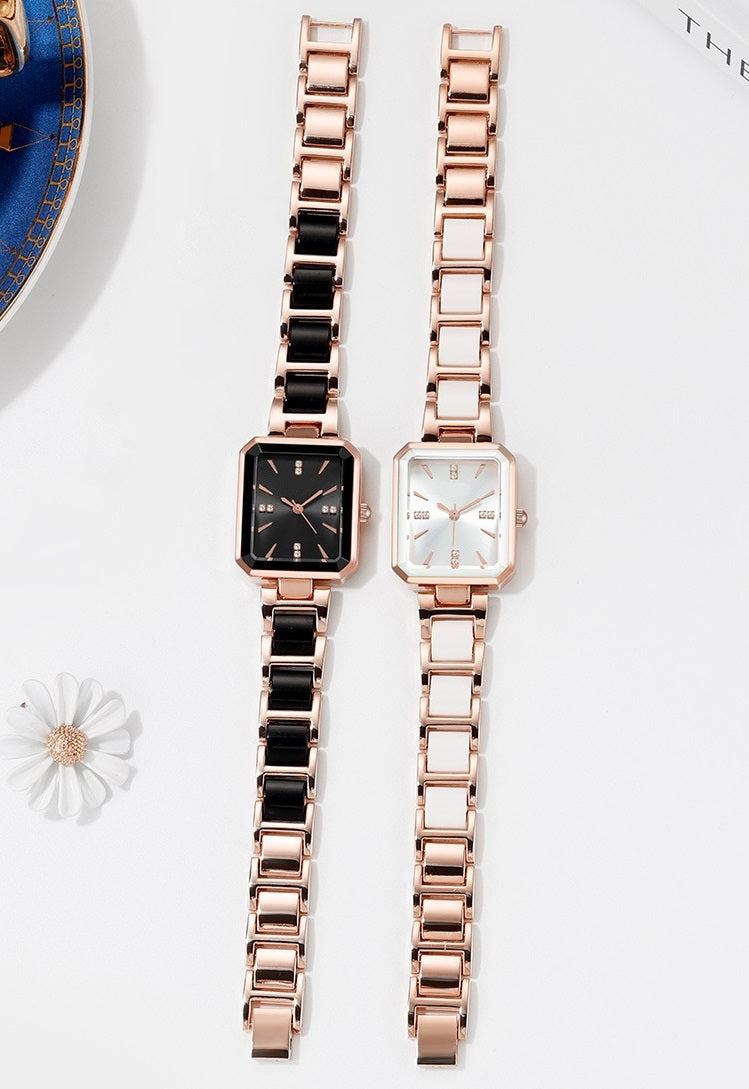 Waterproof Luxury Square Ceramic Diamonds Ladies Quartz Watch