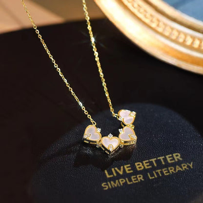 Micro-set Pearl Shell Quatrefoil Zirconia Necklace