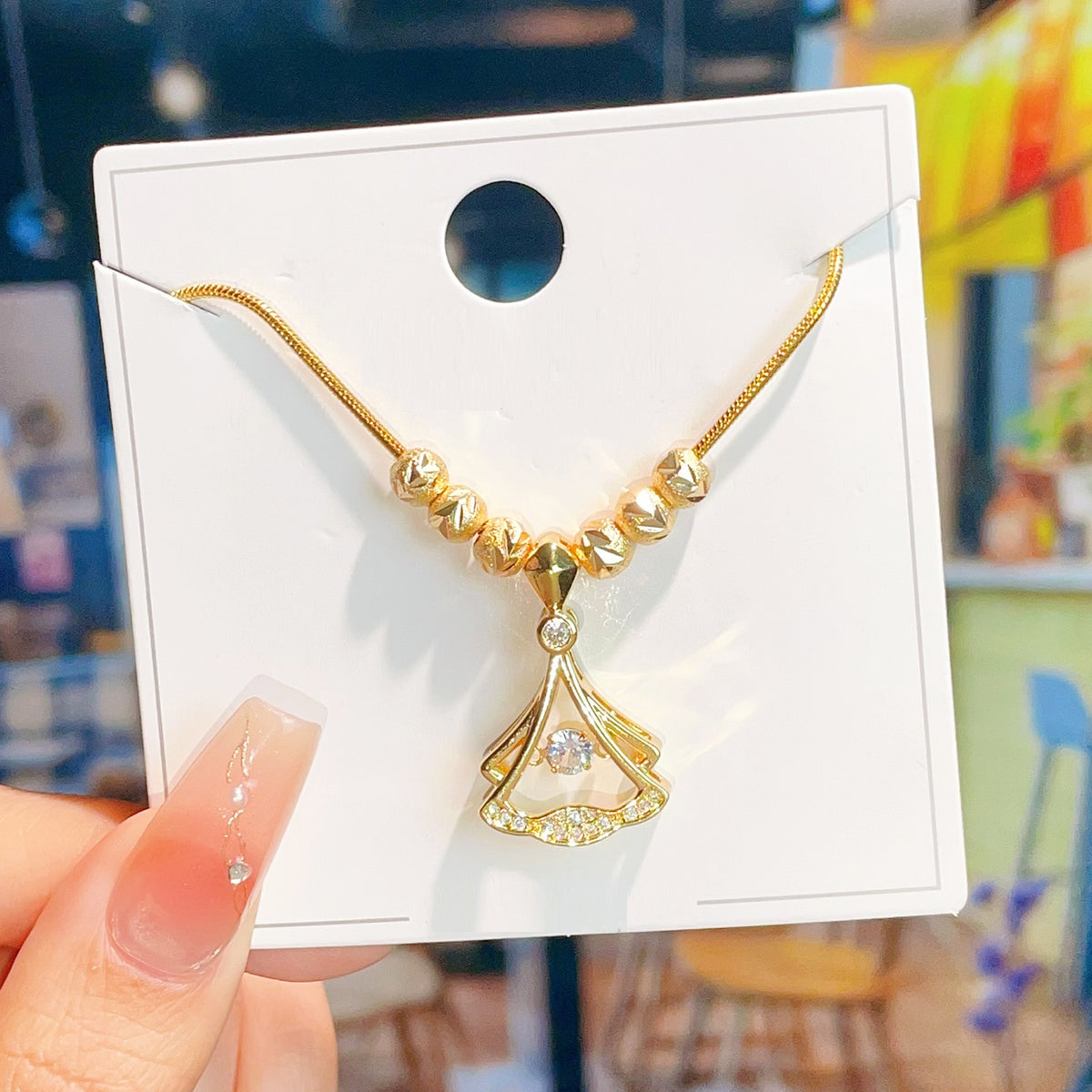 Gingko Necklace with Diamonds