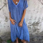 💕Limited Sale 50% OFF💕Women's Loose V-neck cotton linen dress