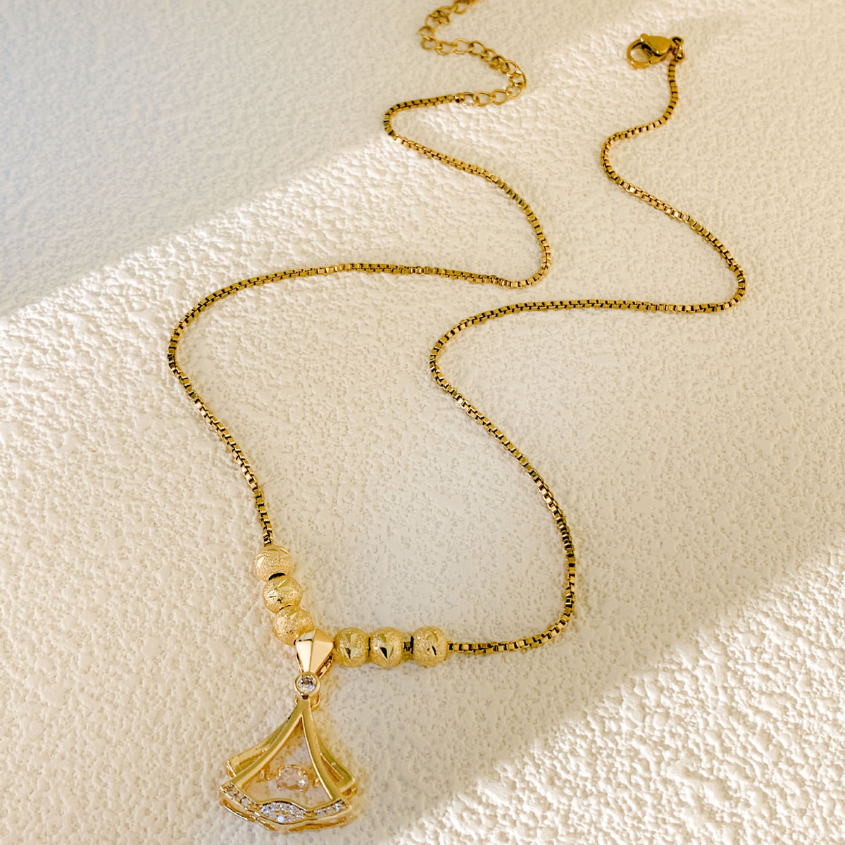 Gingko Necklace with Diamonds