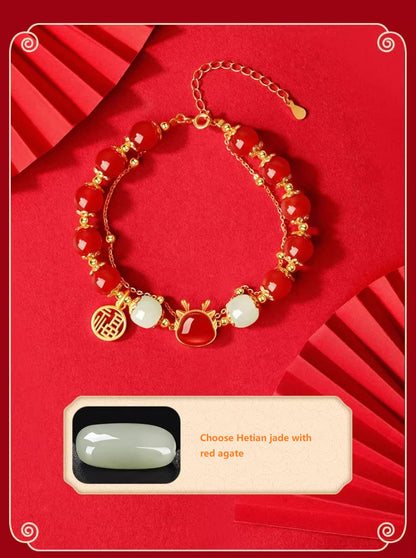 Faux Agate Dragon Golden Fortune Bracelet