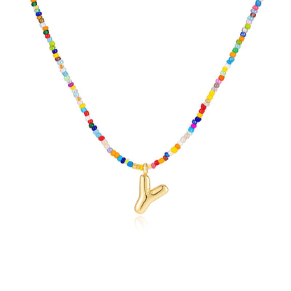 💜 Letter Beaded Necklace for Women🔤A-Z