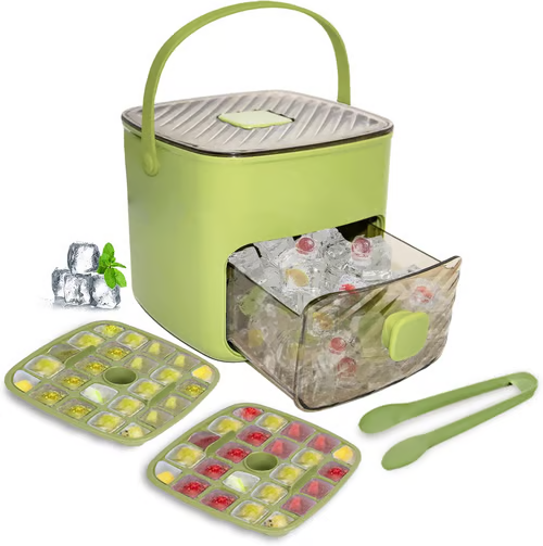 ⏳Time-Limited Special⏰Essential for summer🥤🧊 Ice Cube Maker with Storage – 48 cubes at once, leak‑proof lid. Stackable, saves space.