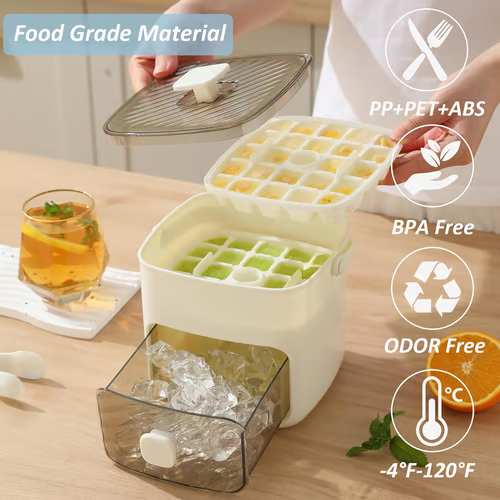 ⏳Time-Limited Special⏰Essential for summer🥤🧊 Ice Cube Maker with Storage – 48 cubes at once, leak‑proof lid. Stackable, saves space.