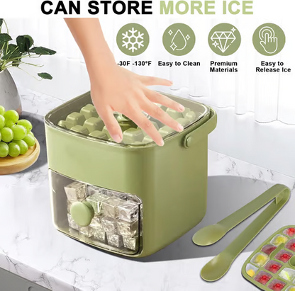 ⏳Time-Limited Special⏰Essential for summer🥤🧊 Ice Cube Maker with Storage – 48 cubes at once, leak‑proof lid. Stackable, saves space.