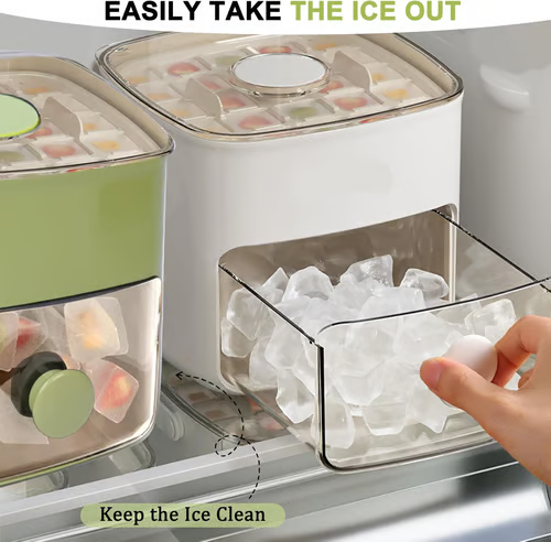 ⏳Time-Limited Special⏰Essential for summer🥤🧊 Ice Cube Maker with Storage – 48 cubes at once, leak‑proof lid. Stackable, saves space.