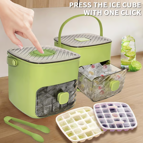 ⏳Time-Limited Special⏰Essential for summer🥤🧊 Ice Cube Maker with Storage – 48 cubes at once, leak‑proof lid. Stackable, saves space.