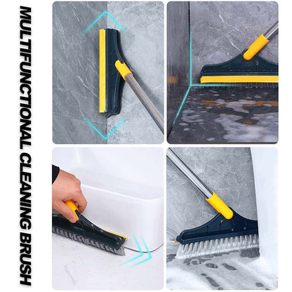 Voalsz Floor Scrub Brush, 3 in 1 Floor Scrub Brush with 54-in Adjustable Long Handle and Scraper Heavy Duty Stiff Bristle Floor Scrubber for Cleaning Shower Bathroom Kitchen Patio Garage Pool Wall and Deck, Orange&White