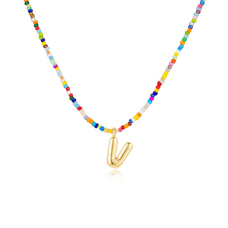 💜 Letter Beaded Necklace for Women🔤A-Z