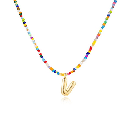 💜 Letter Beaded Necklace for Women🔤A-Z