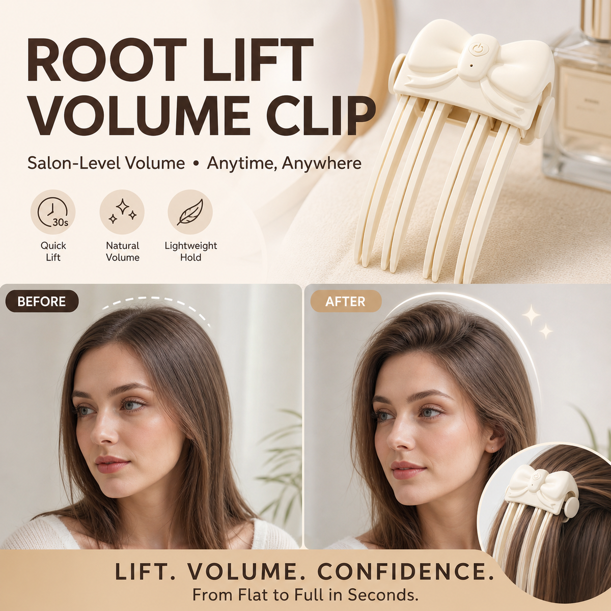 💨 Wireless Heated Root Lift Clip – Salon Volume, Zero Effort ✨