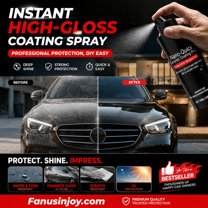 🚗BUY 2 GET 1 FREE ! ✨Nano Quick Ceramic Coating Spray – Instant High Gloss Shine, Hydrophobic UV Protection, Streak-Free DIY Car Detailing Spray for All Paint Colors