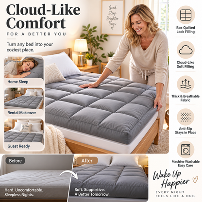 Soft Quilted Mattress Topper 🛏️ A Cloud-Like Layer of Comfort – Drift Off in Softness, Wake Up Refreshed ✨