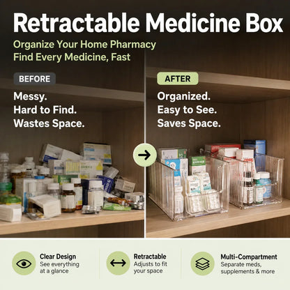 🔥 Transparent Expandable Medicine Organizer — expandable, perfect for a tidy medicine cabinet 💊🗄️