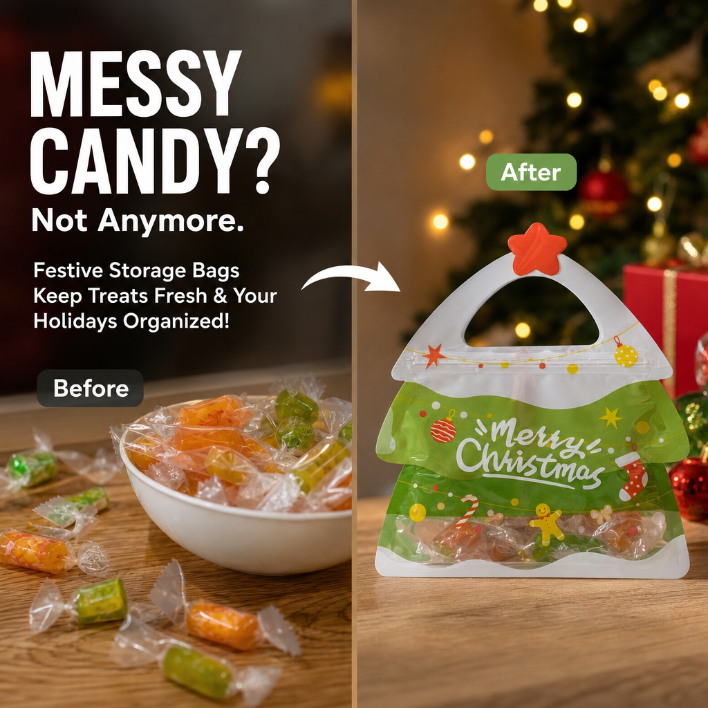 💖LAST DAY SALE 50% OFF!!🎁Easy Fill, Easy Seal🎄 Festive Self-Seal Treat Bags – Santa & Snowman Print | Resealable, Food-Safe & Perfect for Cookies, Chocolates & Little Gifts 🎅⛄