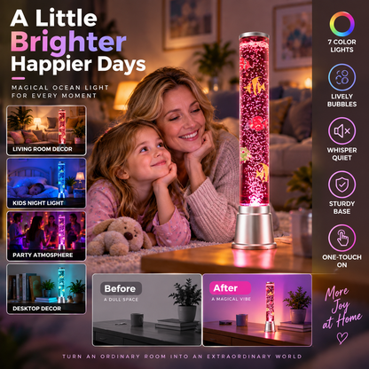 💧 LED Multicolor Fish-Themed Bubble Column Lamp
