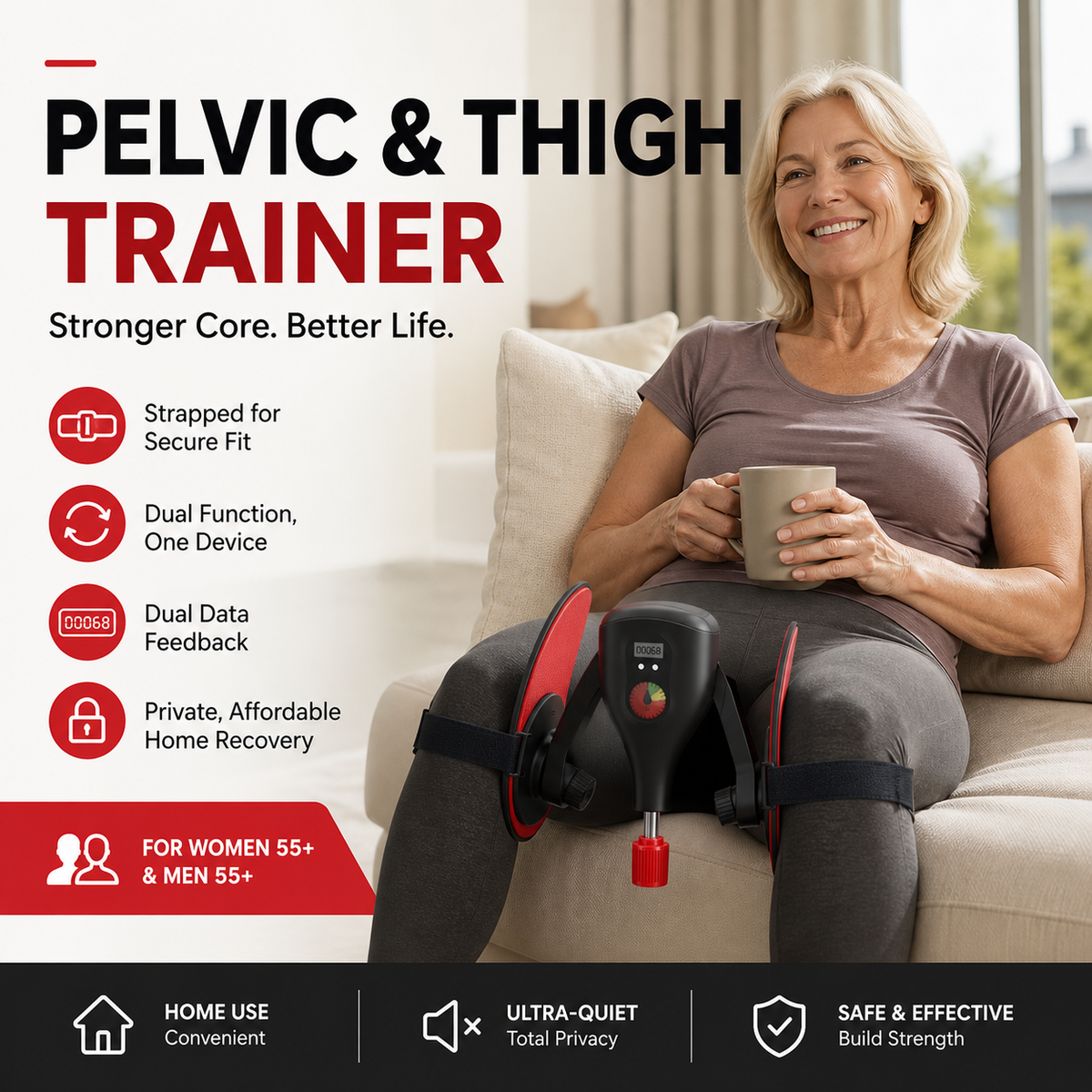 Upgraded Adjustable Multifunctional Thigh Trainer with Counter