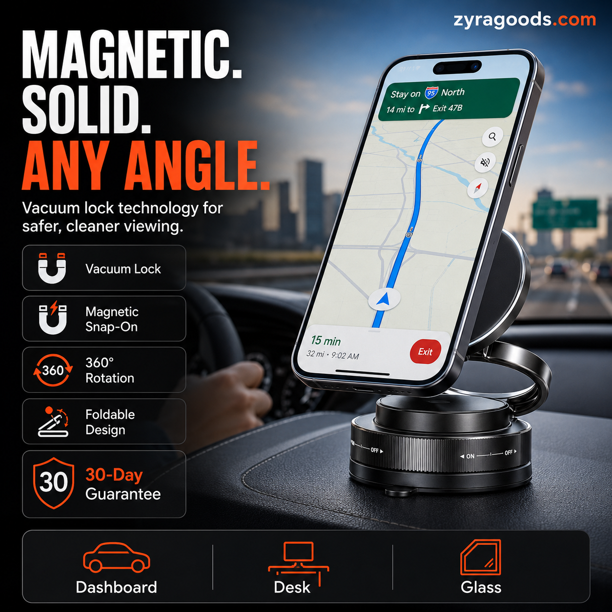🔥Best Seller🔄360° Adjustable Vacuum Magnetic Phone Holder📱🚗