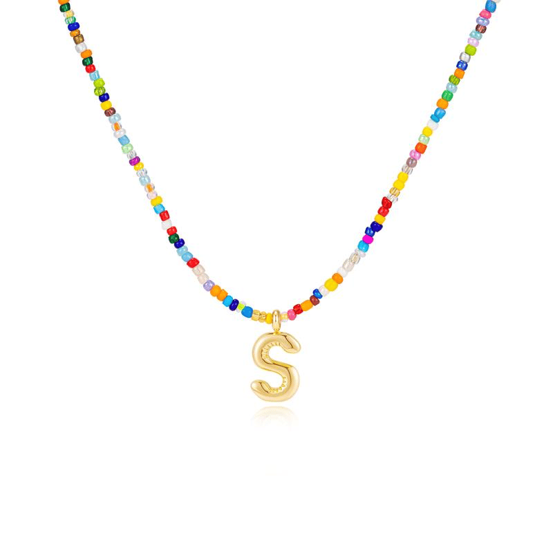 💜 Letter Beaded Necklace for Women🔤A-Z