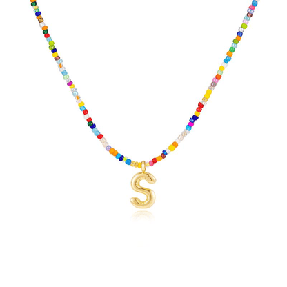 💜 Letter Beaded Necklace for Women🔤A-Z
