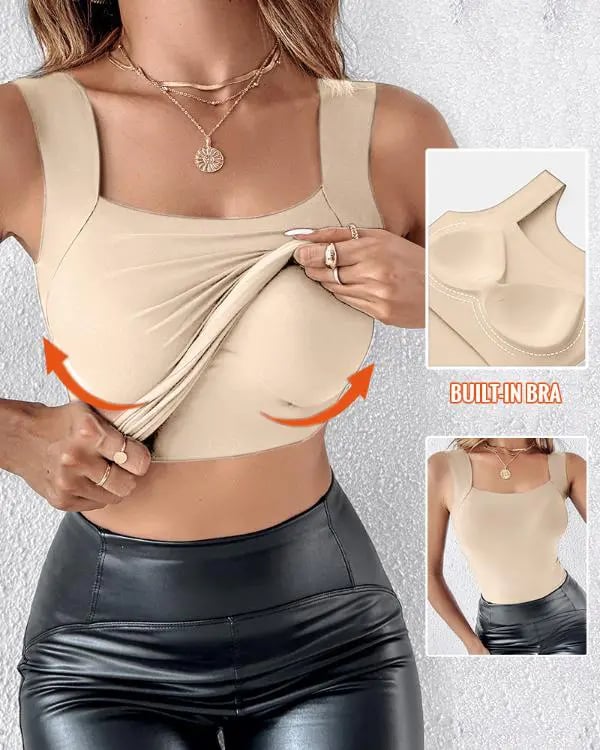 🔥Last Day 49% OFF💖Women’s U-neck Built-in Bra Shaping Tank Top
