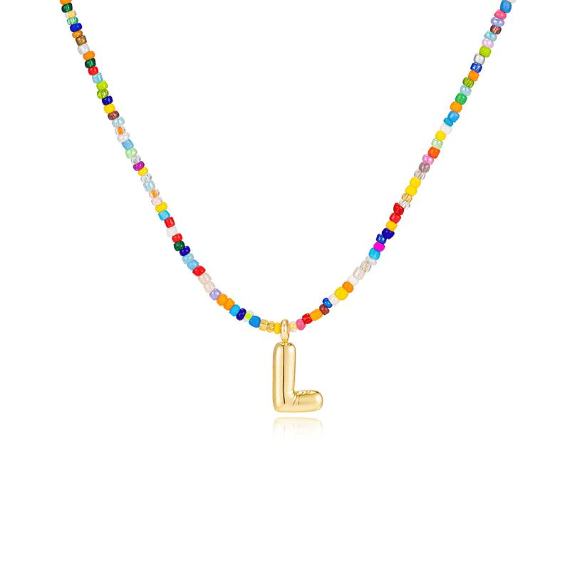 💜 Letter Beaded Necklace for Women🔤A-Z