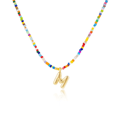 💜 Letter Beaded Necklace for Women🔤A-Z