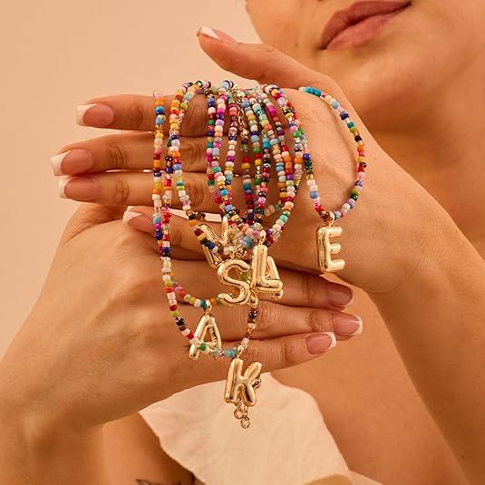 💜 Letter Beaded Necklace for Women🔤A-Z
