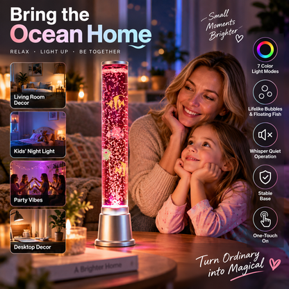 💧 LED Multicolor Fish-Themed Bubble Column Lamp