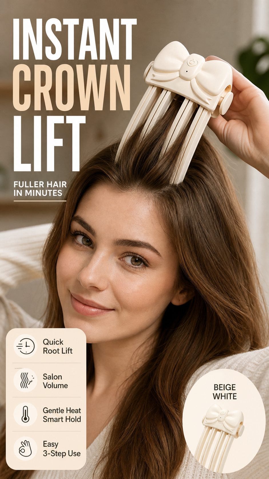 💨 Wireless Heated Root Lift Clip – Salon Volume, Zero Effort ✨