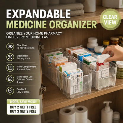 🔥 Transparent Expandable Medicine Organizer — expandable, perfect for a tidy medicine cabinet 💊🗄️