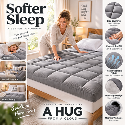 Soft Quilted Mattress Topper 🛏️ A Cloud-Like Layer of Comfort – Drift Off in Softness, Wake Up Refreshed ✨