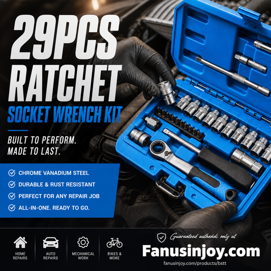 🔧 50% OFF NOW! 🛠️ 29-Piece Ratchet Socket Wrench Kit – CR-V Steel, Versatile & Portable 📦