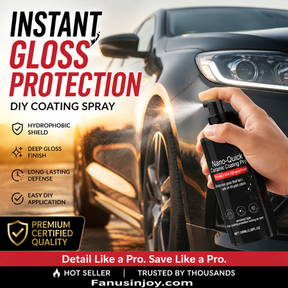 🚗BUY 2 GET 1 FREE ! ✨Nano Quick Ceramic Coating Spray – Instant High Gloss Shine, Hydrophobic UV Protection, Streak-Free DIY Car Detailing Spray for All Paint Colors