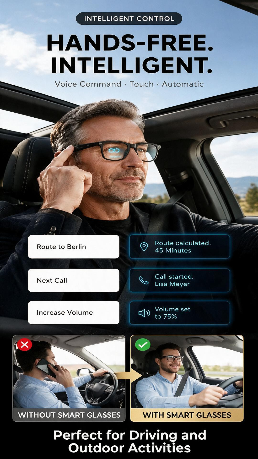 🥳HOT SALE! AI Smart Glasses with ChatGPT-Ready Assistant – 8MP Camera, HD Recording, 160+ Language Translation, Bluetooth 5.4 HiFi Audio! 🕶️✨