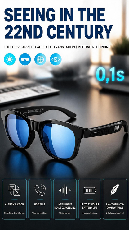 🥳HOT SALE! AI Smart Glasses with ChatGPT-Ready Assistant – 8MP Camera, HD Recording, 160+ Language Translation, Bluetooth 5.4 HiFi Audio! 🕶️✨