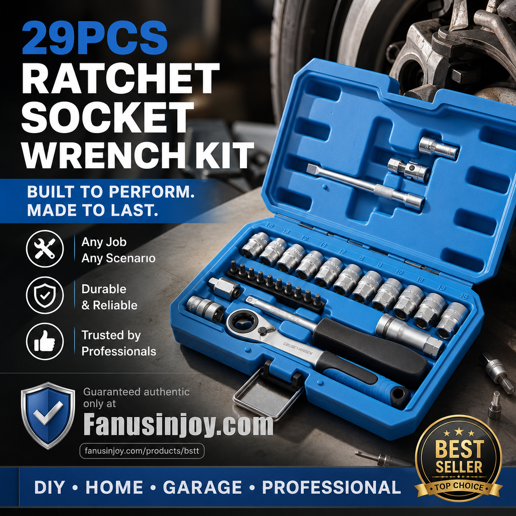 🔧 50% OFF NOW! 🛠️ 29-Piece Ratchet Socket Wrench Kit – CR-V Steel, Versatile & Portable 📦