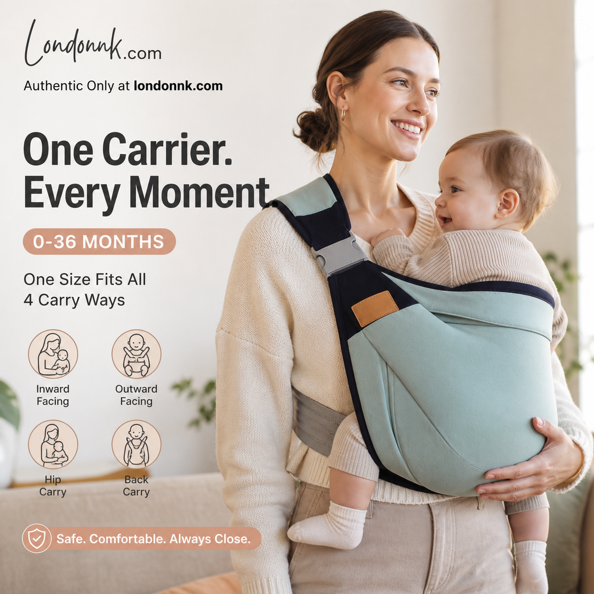 ⏳Time-Limited Special⏰4-in-1 Breathable Baby Carrier – 0-36 Months, Front/Back/Facing In/Out – Hands-Free Comfort for Parent & Baby! ✨