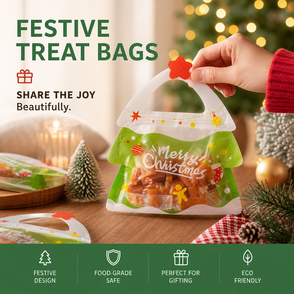 💖LAST DAY SALE 50% OFF!!🎁Easy Fill, Easy Seal🎄 Festive Self-Seal Treat Bags – Santa & Snowman Print | Resealable, Food-Safe & Perfect for Cookies, Chocolates & Little Gifts 🎅⛄