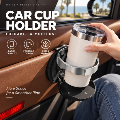 🚗 Last Day Special Price $19.99! 🥤Multifunctional Foldable Car Door Cup Holder Large Diameter Drink and Water Bottle Storage Rack