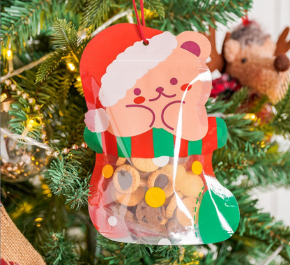 💖LAST DAY SALE 50% OFF!!🎁Easy Fill, Easy Seal🎄 Festive Self-Seal Treat Bags – Santa & Snowman Print | Resealable, Food-Safe & Perfect for Cookies, Chocolates & Little Gifts 🎅⛄