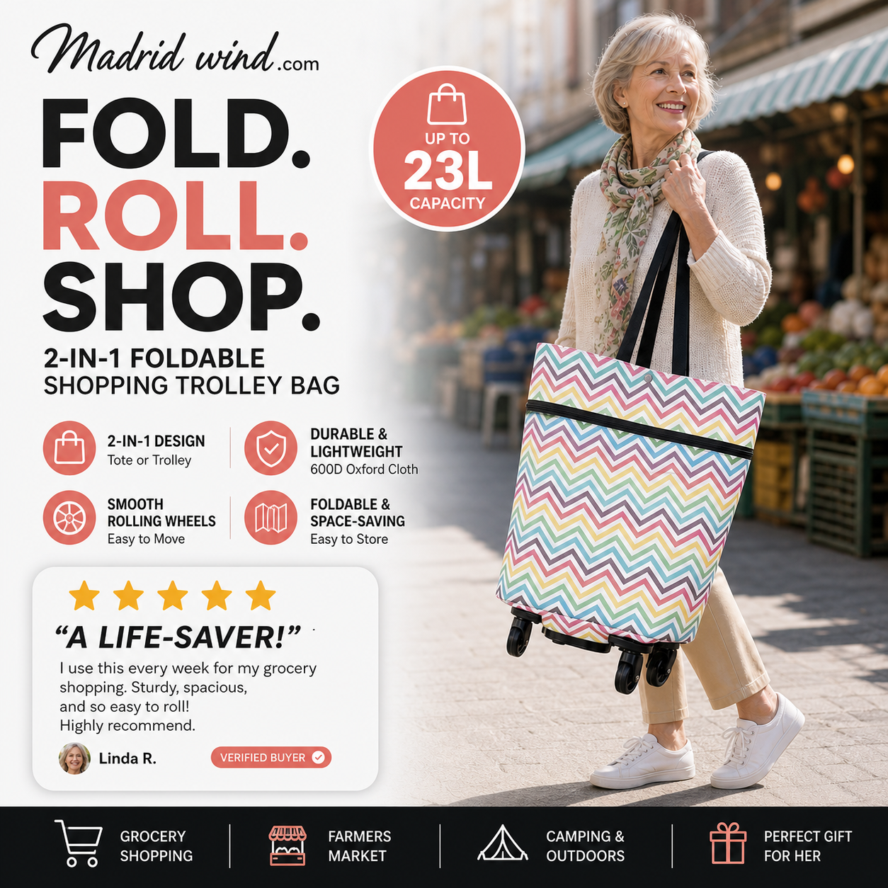 🥳2026 HOT SALE🥳💞50K+ SOLD!🌿🛍️ 50% OFF! Multi‑Purpose Foldable Trolley Bag – Use as grocery cart, utility cart & hand truck. Removable bag for extra versatility. A practical gift idea! 🌟💚