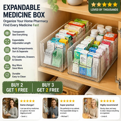🔥 Transparent Expandable Medicine Organizer — expandable, perfect for a tidy medicine cabinet 💊🗄️