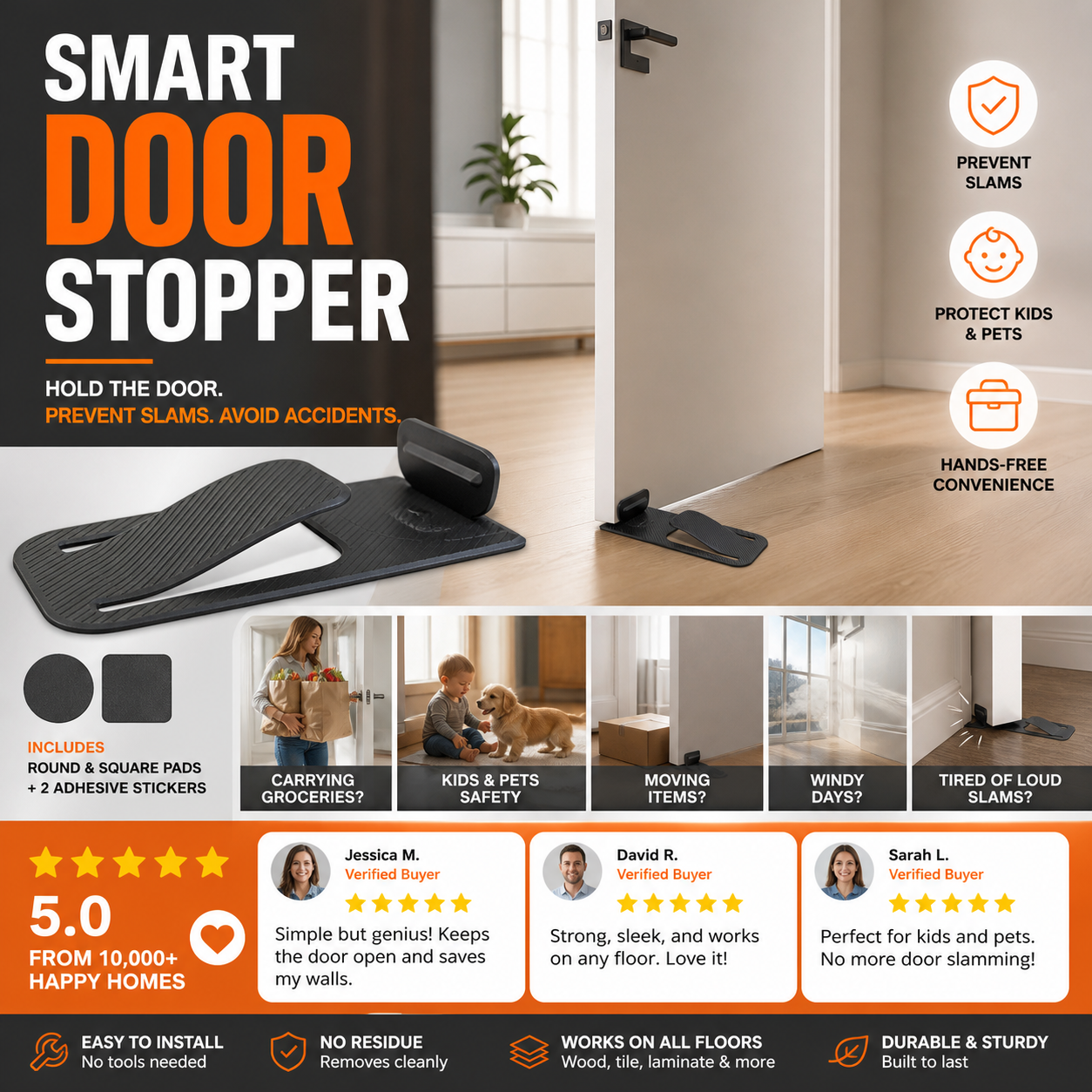 🥳2026 HOT SALE🥳💞50K+ SOLD! 🚪🎁 50% OFF! Door Stopper Protector –  No-drill, residue-free & holds doors open. Safe & simple – stock up & save! 🏠✅