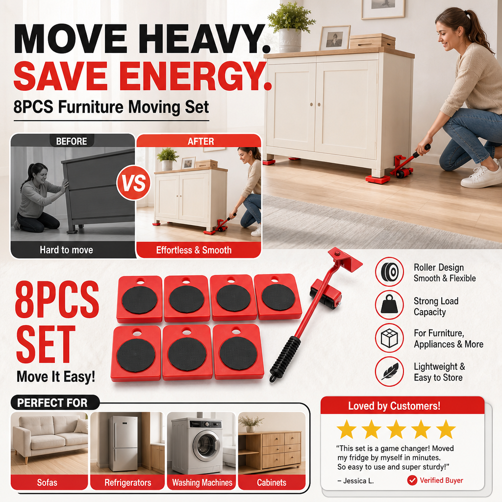 🥳HOT SALE! Furniture Lifter Sliders – Effortless Heavy Furniture Moving with 360° Swivel Sliders, Protect Floors & Save Your Back! 🪑✨