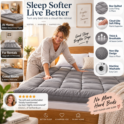 Soft Quilted Mattress Topper 🛏️ A Cloud-Like Layer of Comfort – Drift Off in Softness, Wake Up Refreshed ✨