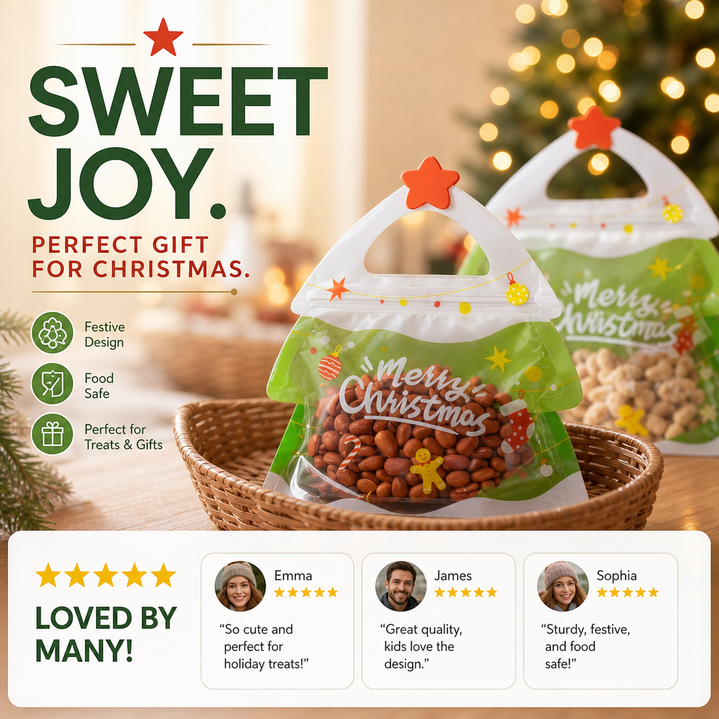💖LAST DAY SALE 50% OFF!!🎁Easy Fill, Easy Seal🎄 Festive Self-Seal Treat Bags – Santa & Snowman Print | Resealable, Food-Safe & Perfect for Cookies, Chocolates & Little Gifts 🎅⛄