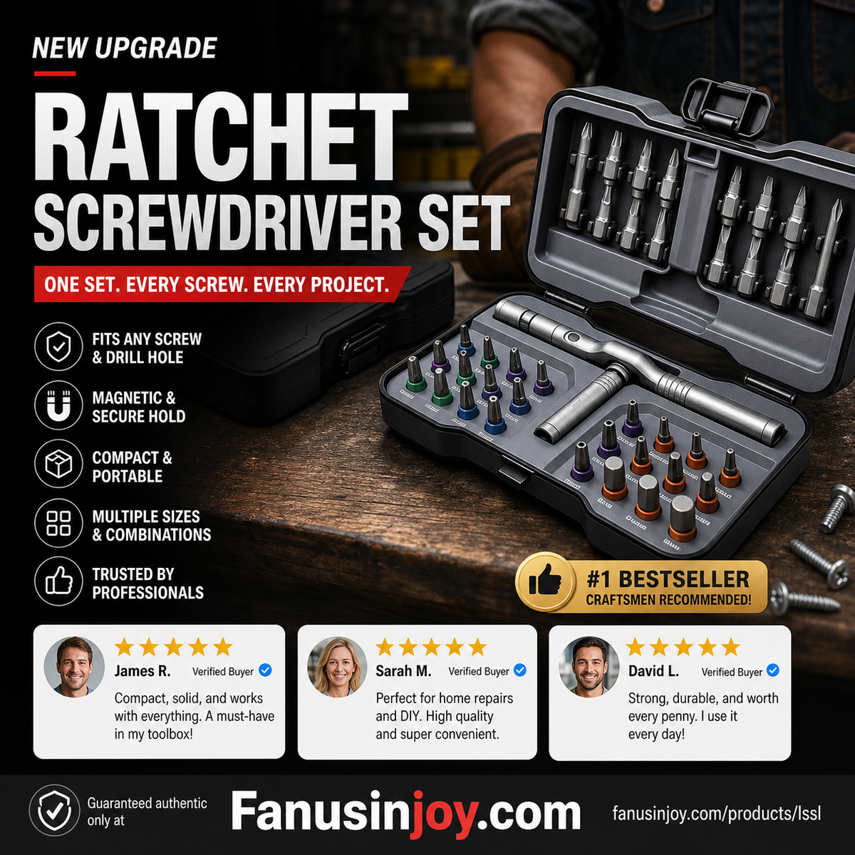 🛠️50% OFF NOW! 24-in-1 Ratchet Screwdriver Set – Magnetic Multi Bits Repair Kit, Compact Portable Ratchet Screwdriver for Home DIY & Equipment Repair FB Short Video Ad Copy